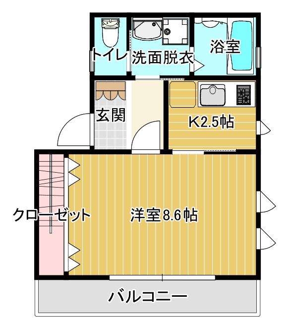 ラ・ルーチェ草薙(1K/2階)の間取り写真