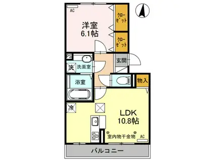 リヴェールマリーズE(1LDK/1階)の間取り写真