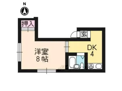 鞍ヶ谷マンション(1DK/2階)の間取り写真