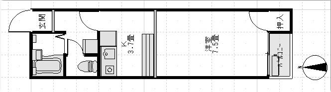 パルシェハイツ(1K/2階)の間取り写真