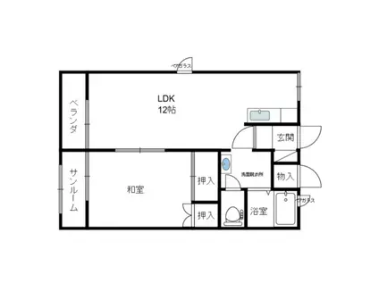 ペトロハイム(1LDK/1階)の間取り写真