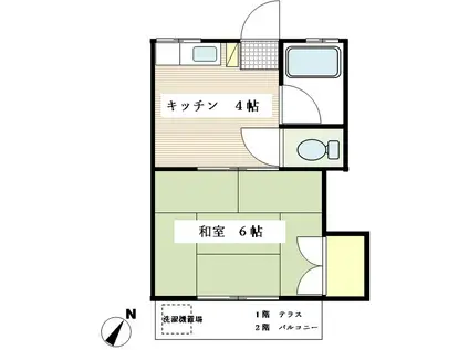 ハイツ岩戸(1K/2階)の間取り写真