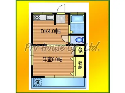 コーポ清陵(1DK/2階)の間取り写真