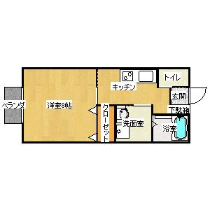 ベルハイツ(1K/1階)の間取り写真