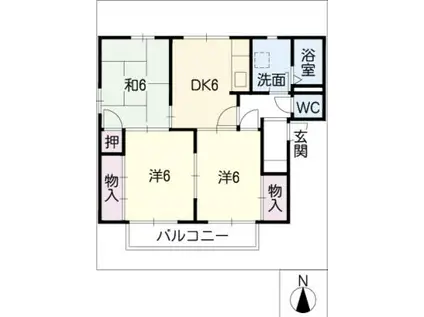 フレグランス市道A棟(3DK/1階)の間取り写真