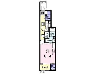 サザンカ ガーデン(1K/1階)の間取り写真