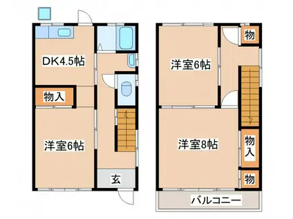 シャルム源平(3DK/1階)の間取り写真