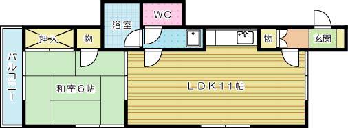 サージュ片野(1LDK/4階)の間取り写真