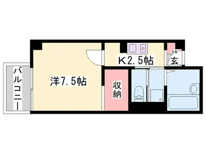 エスポワール加西(1K/3階)の間取り写真