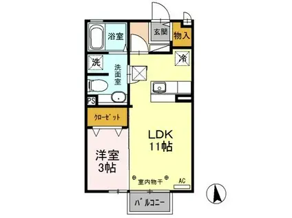 パルフェタムール(1LDK/1階)の間取り写真