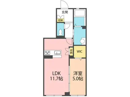 アラモアナB(1LDK/1階)の間取り写真
