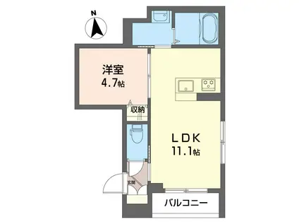 アルマン鵠沼(1LDK/3階)の間取り写真
