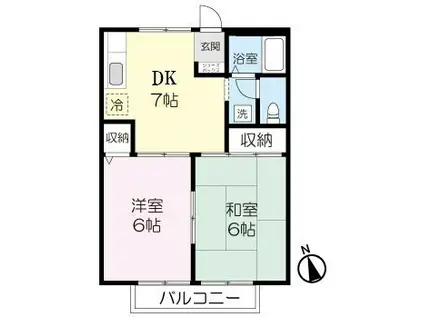 セゾンさつきB(2DK/2階)の間取り写真