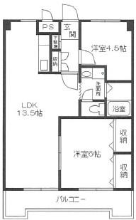 エステートピア香呂(2LDK/3階)の間取り写真