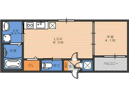 F ASECIA NEPHEL(1LDK/3階)の間取り写真