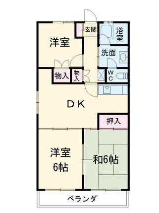 マンション友親(3LDK/2階)の間取り写真