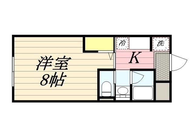 フレッシュタウンスギモト(1K/1階)の間取り写真