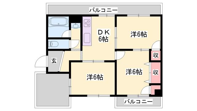 第103嵯峨マンション(3DK/5階)の間取り写真