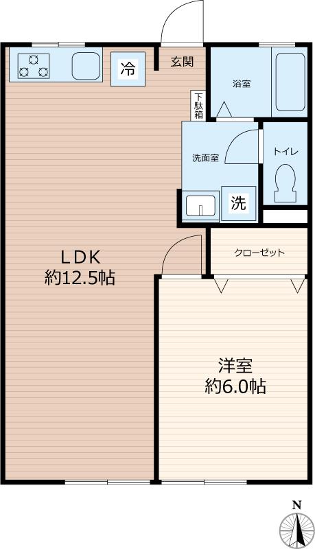 シティハイム ハウスM2(1LDK/2階)の間取り写真
