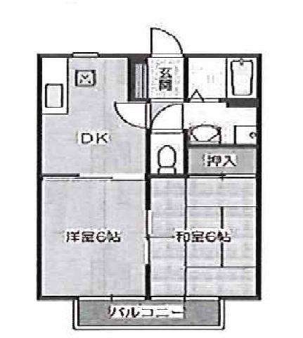 サンビレッジおのはらB(2DK/2階)の間取り写真