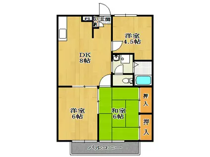 アルベロ福田(3DK/2階)の間取り写真