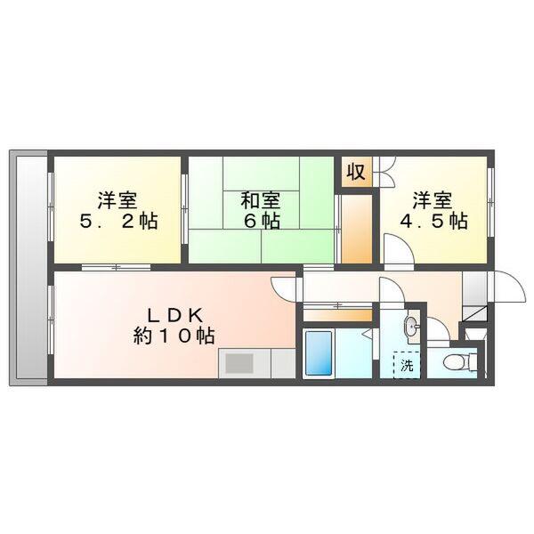 フェリスカーザ(3LDK/2階)の間取り写真