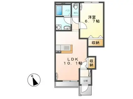 グランディール・E(1LDK/1階)の間取り写真