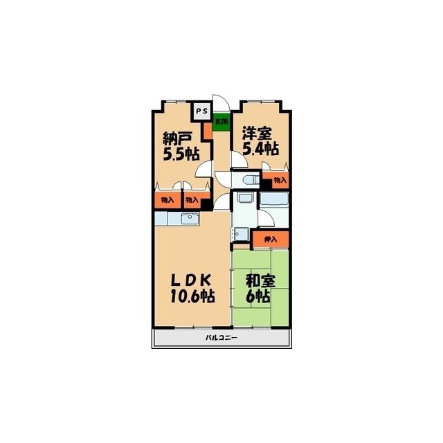 グリーンアイランド(2SLDK/4階)の間取り写真