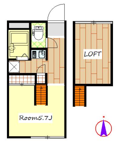 メゾンロイズ日乃出(ワンルーム/2階)の間取り写真