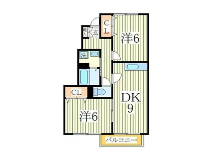 シャルマンおおたかの森(2DK/1階)の間取り写真