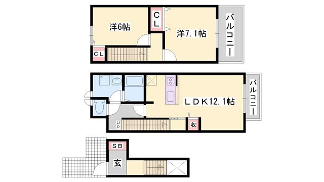 グレイスフルフィールドI(2LDK/2階)の間取り写真