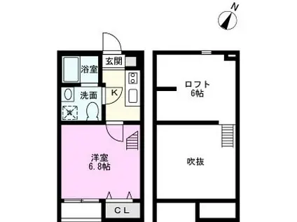 ディアコート東川口(1K/1階)の間取り写真
