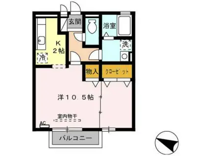 ラ・メーグII(1K/2階)の間取り写真