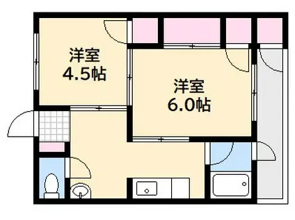 大宮蓑代コーポ(2DK/3階)の間取り写真