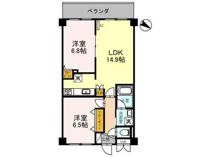 シャインヒルIII(2LDK/3階)の間取り写真