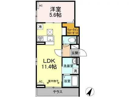 プラティア(1LDK/1階)の間取り写真