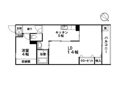 ビラユニオン丸山(1LDK/2階)の間取り写真