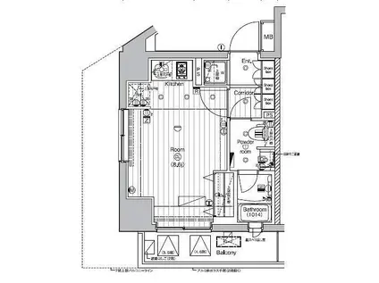 PREMIUM CUBE 代々木上原 プレミアムキューブ代々木上原(ワンルーム/3階)の間取り写真