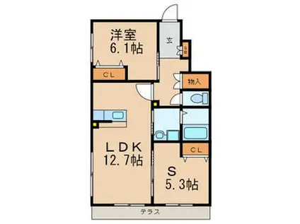 ボヌールM I(1SLDK/1階)の間取り写真