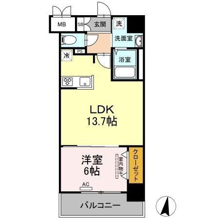 シズカビルディング白銀(1LDK/4階)の間取り写真
