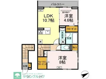 NUEVA VIDA(2LDK/2階)の間取り写真