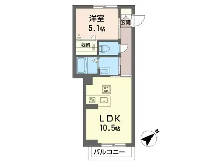 アトリエール(1K/1階)の間取り写真