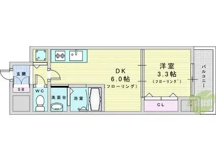 エスタート塚本(1DK/10階)の間取り写真