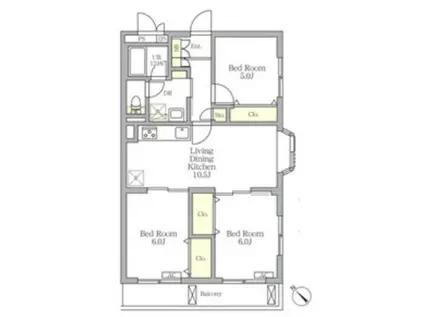 メゾンカルム中落合サウス(3LDK/3階)の間取り写真