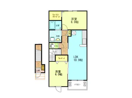 アーリーグット B棟(2LDK/2階)の間取り写真