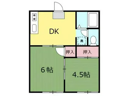 サンフラット(2DK/2階)の間取り写真