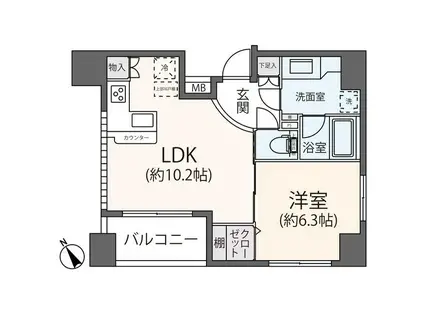 プライマリー相模大野ステーションフロント202(1LDK/2階)の間取り写真