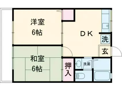 グランコートエース(2DK/1階)の間取り写真