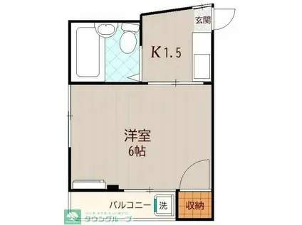 サンデービル(1K/3階)の間取り写真