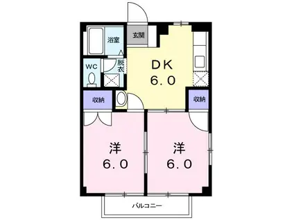 メゾンクレールA・B(2DK/2階)の間取り写真